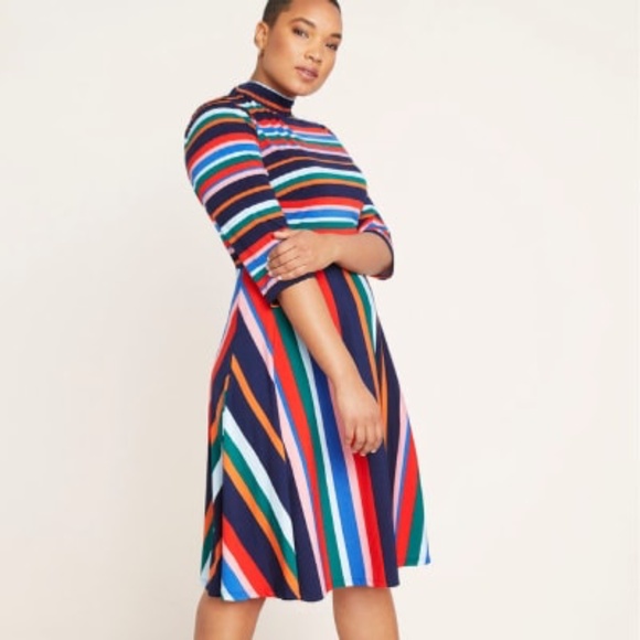 Eloquii Rainbow Stripe A-line Dress Size 16 - Picture 1 of 5